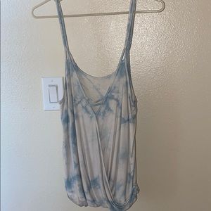 Blue and white tie dye tank top